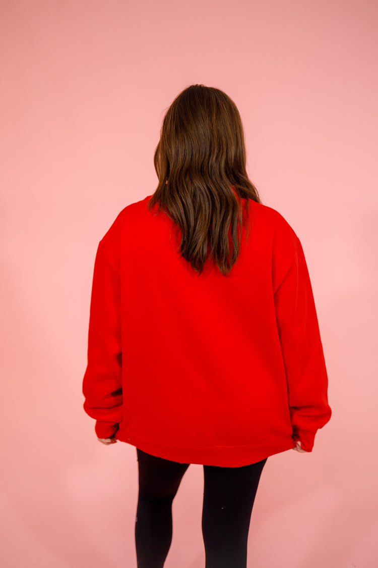 Red Athleisure Mock Neck Sweatshirt