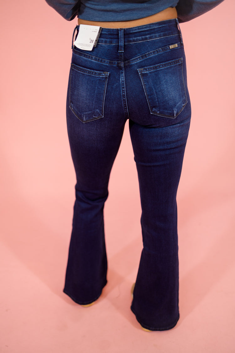 KC Mid Rise Dark PETITE Flare Jeans