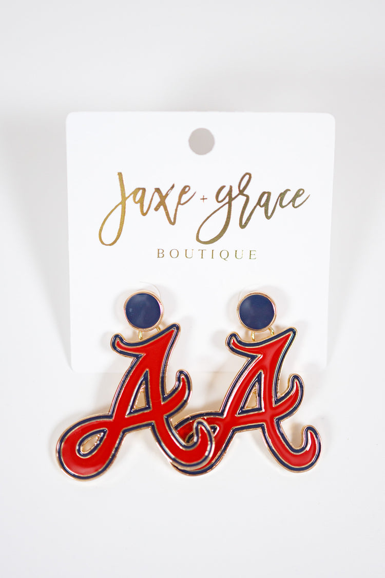 "A" Baseball Epoxy Drop Earrings