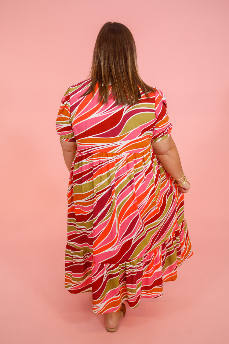 Pink Sahara Winds Tessa Dress, S-2XL