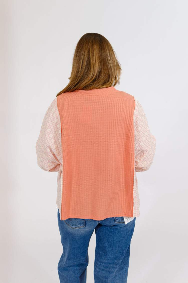 Peach Textured Boxy Top