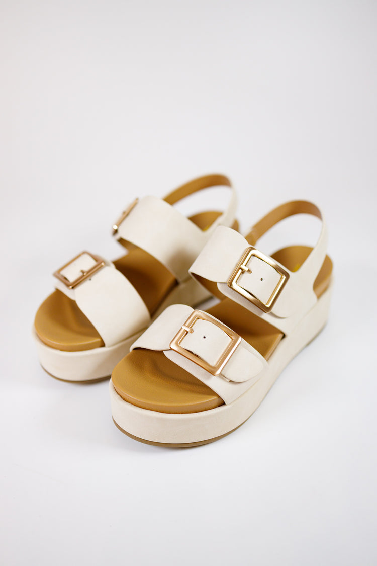 Ivory Strap Platform Buckle Sandals