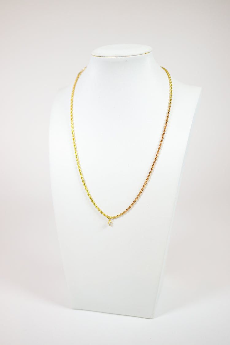 CZ Pendant Rope Chain Necklace
