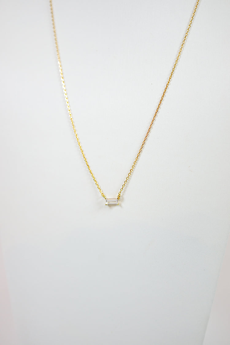 CZ Baguette Pendant Necklace