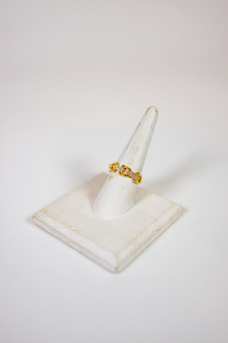 Linked Pave Horsebit Open Ring