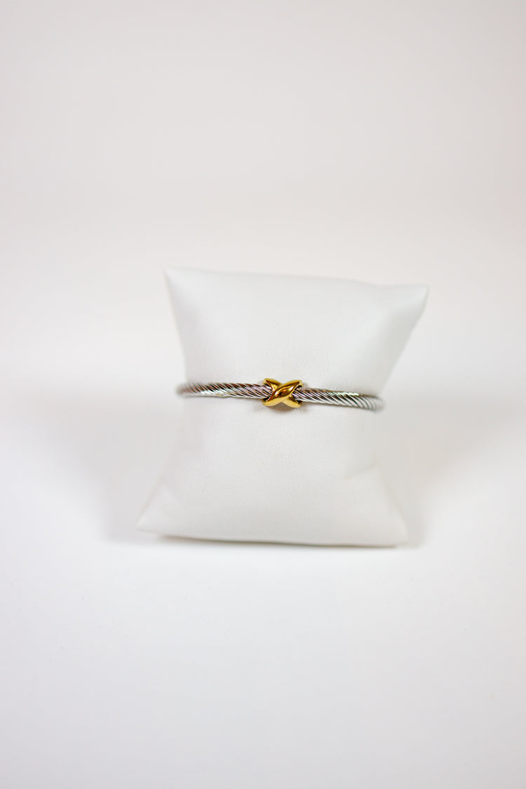 Twotone X Cable Cuff Bracelet