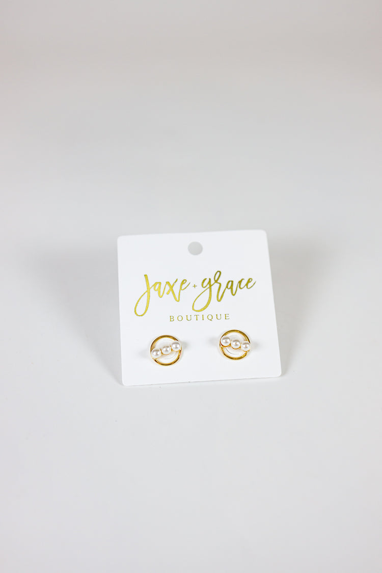 3 Pearl & Circle Studs