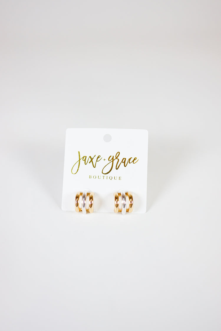 Two-Tone Layered Stud Hoops