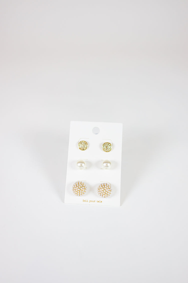 Dome & Pearl Earrings Set