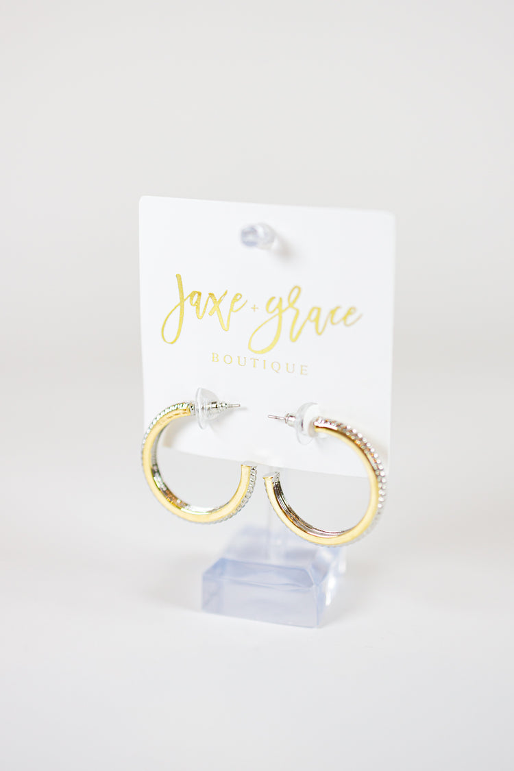 Two-Tone Textured Twisted Hoops