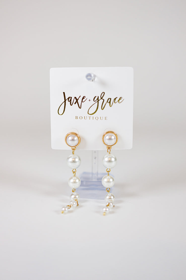 Pearl Row Drop Earrings
