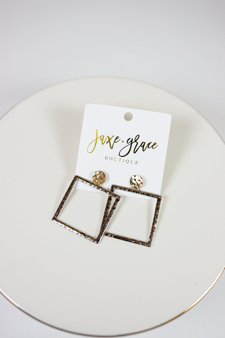 Hammered Square Earrings