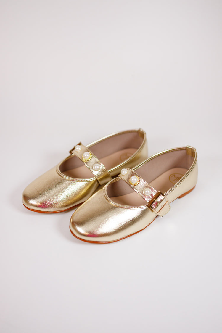 Nyra Ballerina Gold Shoes
