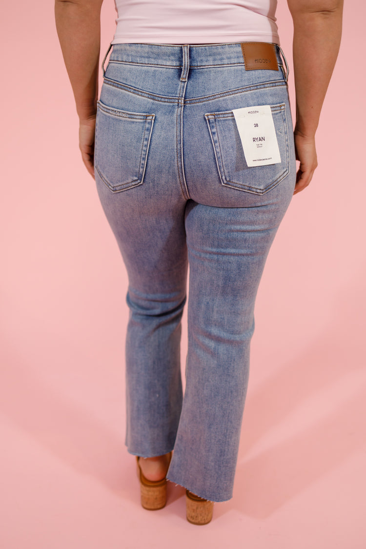 HIDDEN Medium Wash Cropped Stretch Bootcut Crop Jeans