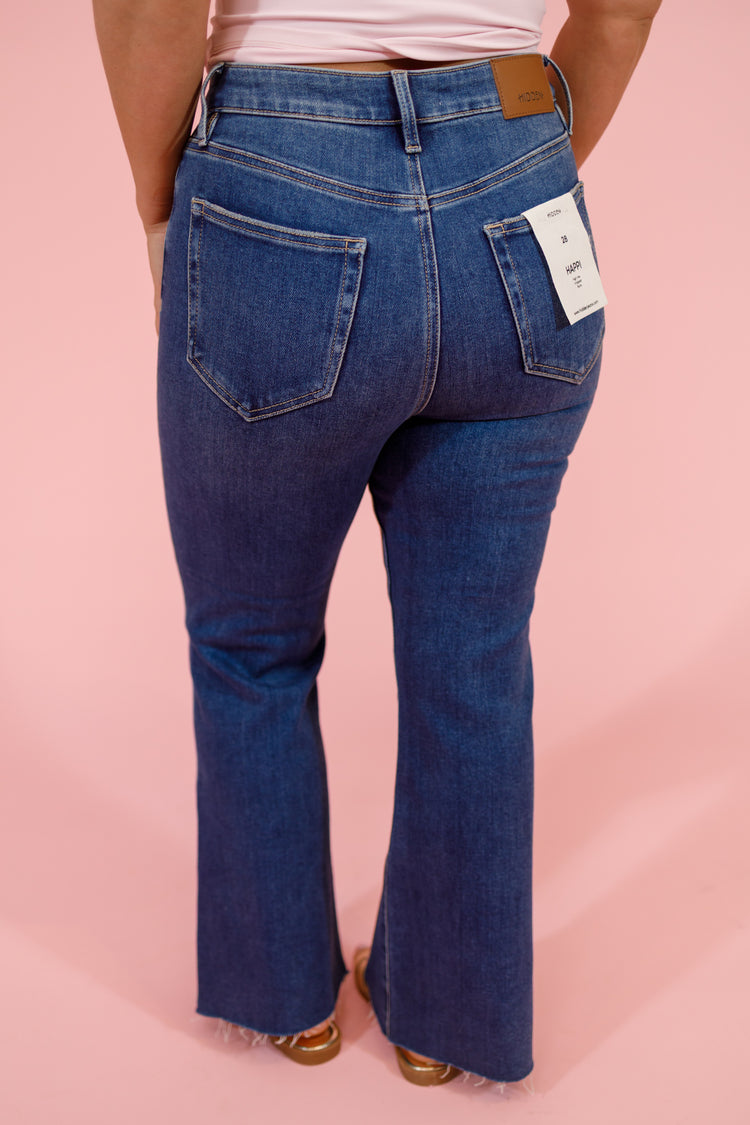 HIDDEN Dark Wash Cropped Flare Jean
