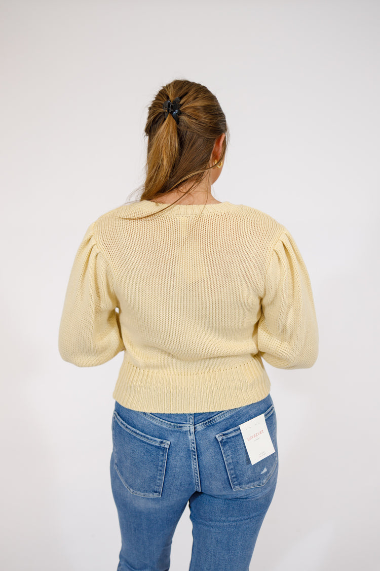 Butter Yellow Button Down Cardigan Sweater