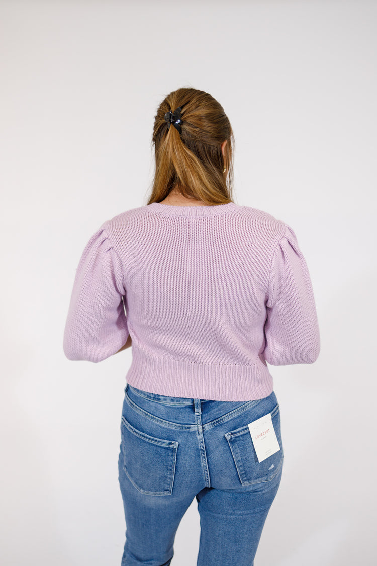 Lavender Button Down Cardigan Sweater