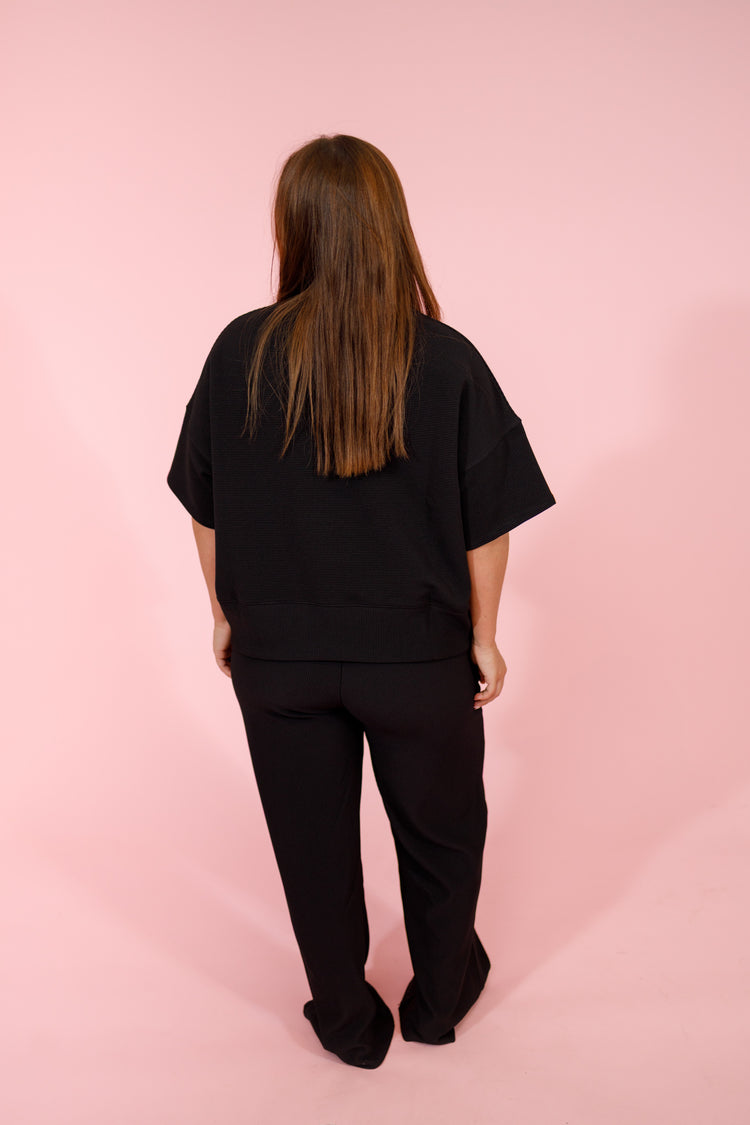 Black Ribbed Pants Set