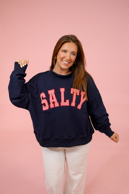 "Salty" Oversized Mock Neck Sweatshirt