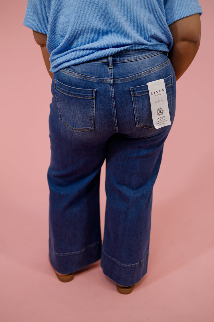 Risen Tummy Control Straight Leg Pintuck Jeans, REG + CURVY