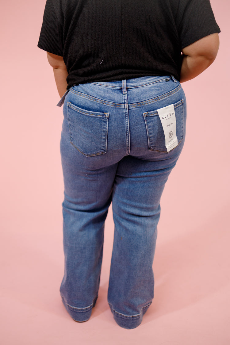Risen Tummy Control High Rise Straight Jeans, REG + CURVY