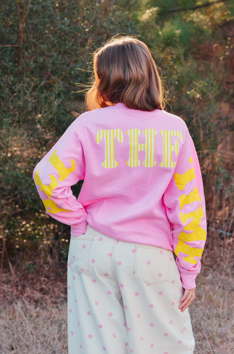GOD IS GOOD Pink Graphic Sweatshirt