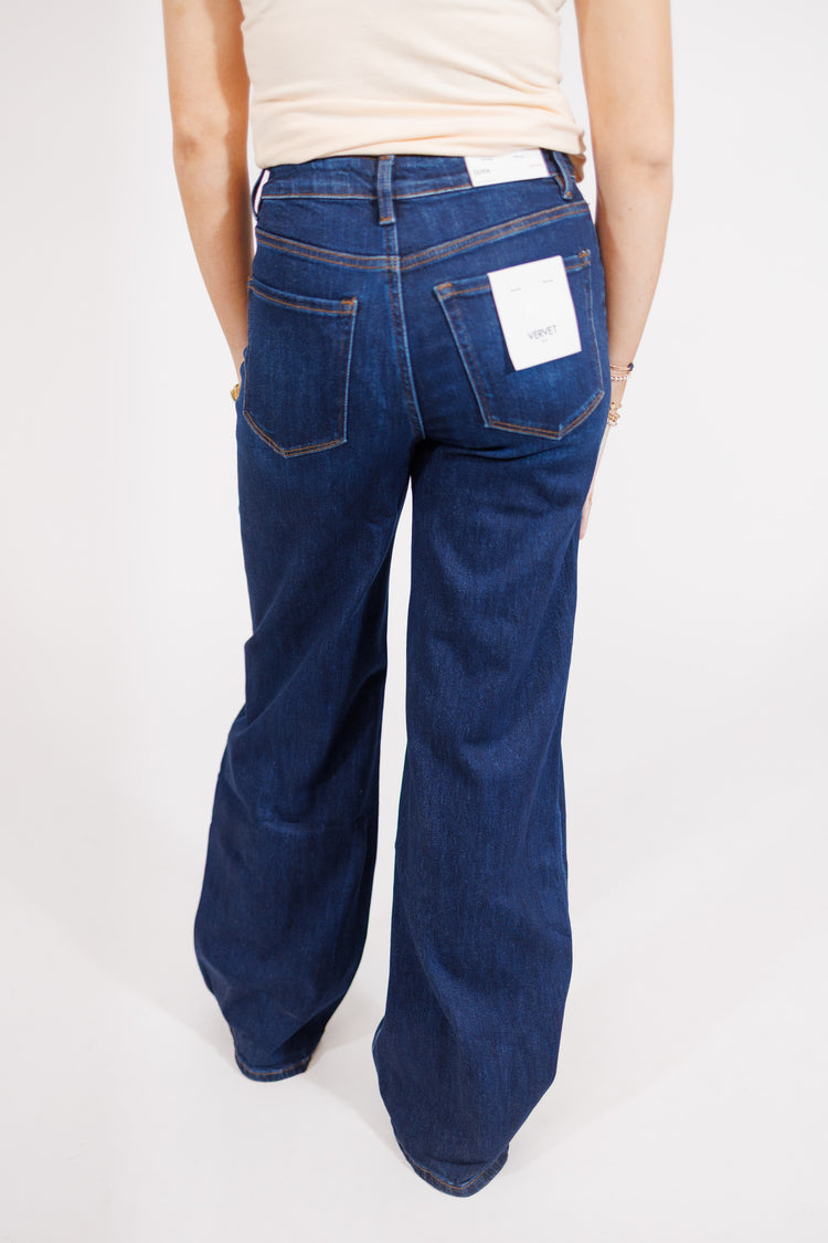 V Super High Rise Dark Wash Wide Leg Jeans