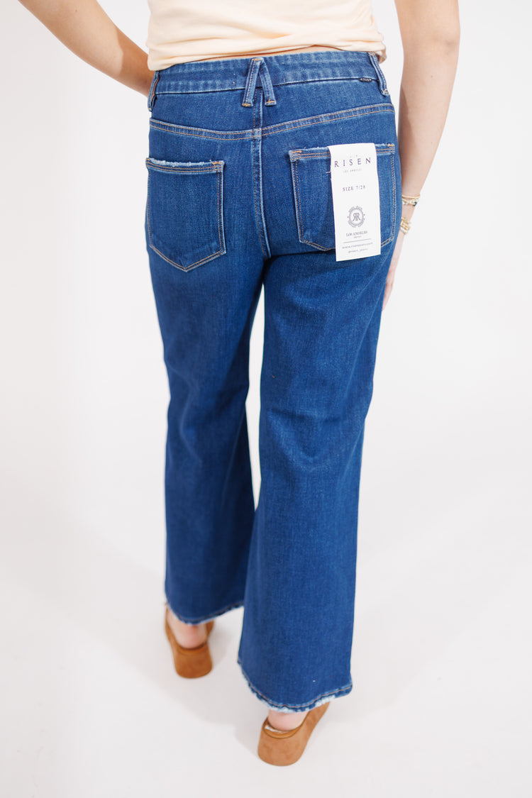 Risen Tummy Control Cropped Wide Leg Jeans