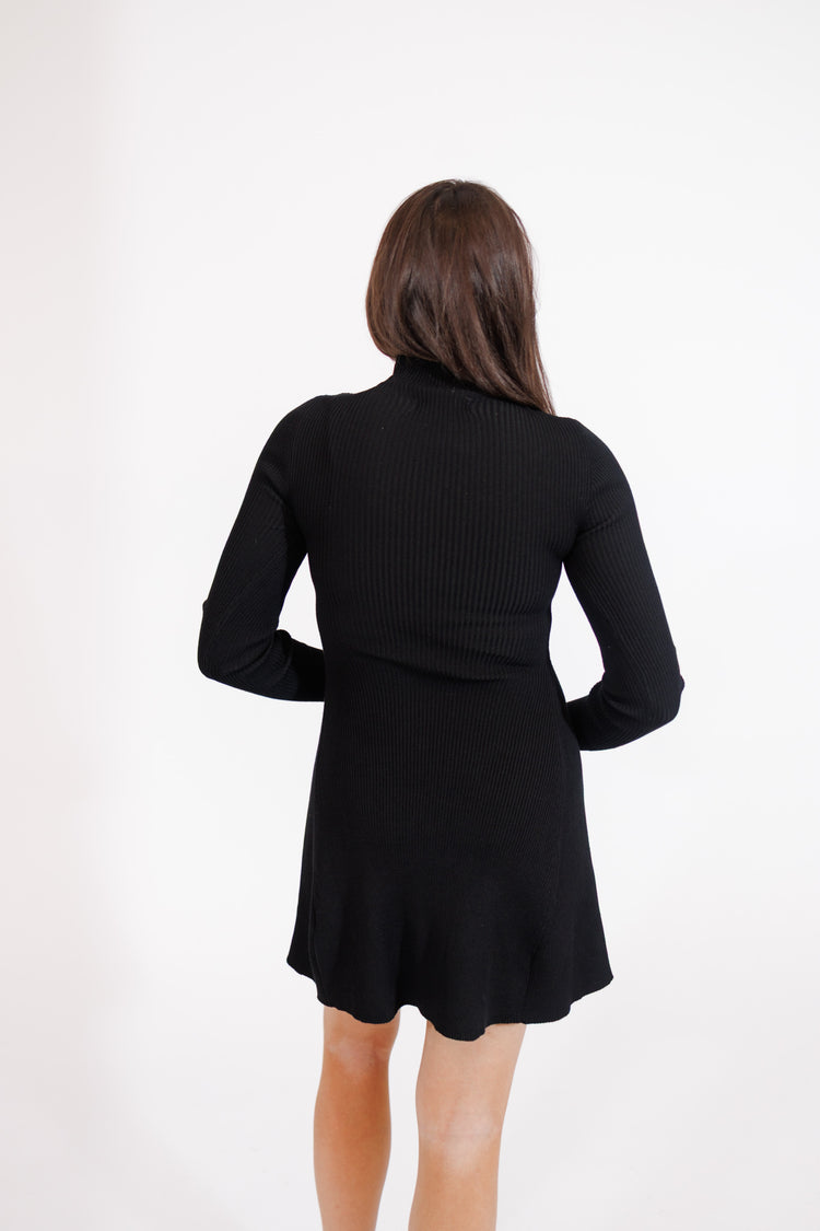 Black Mock Neck Long Sleeve Dress