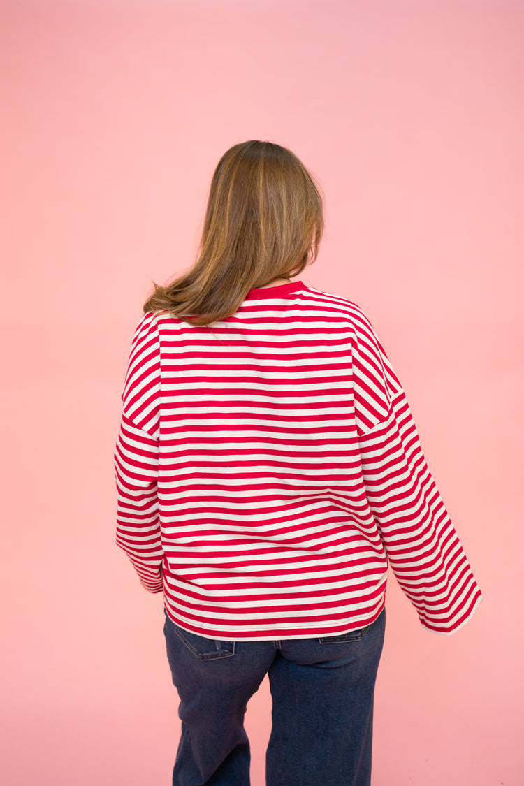 Red Striped Boxy Top