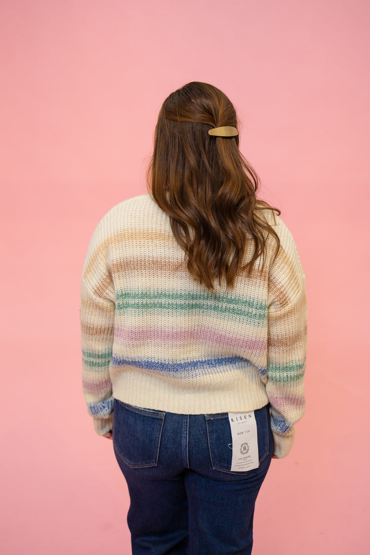Multi Stripe Buttoned Sweater Cardigan