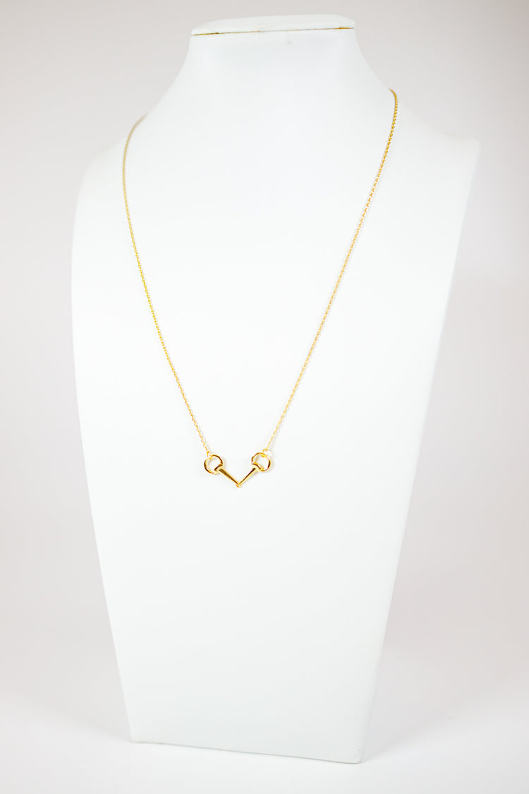 Double Horsebit Link V Shape Necklace