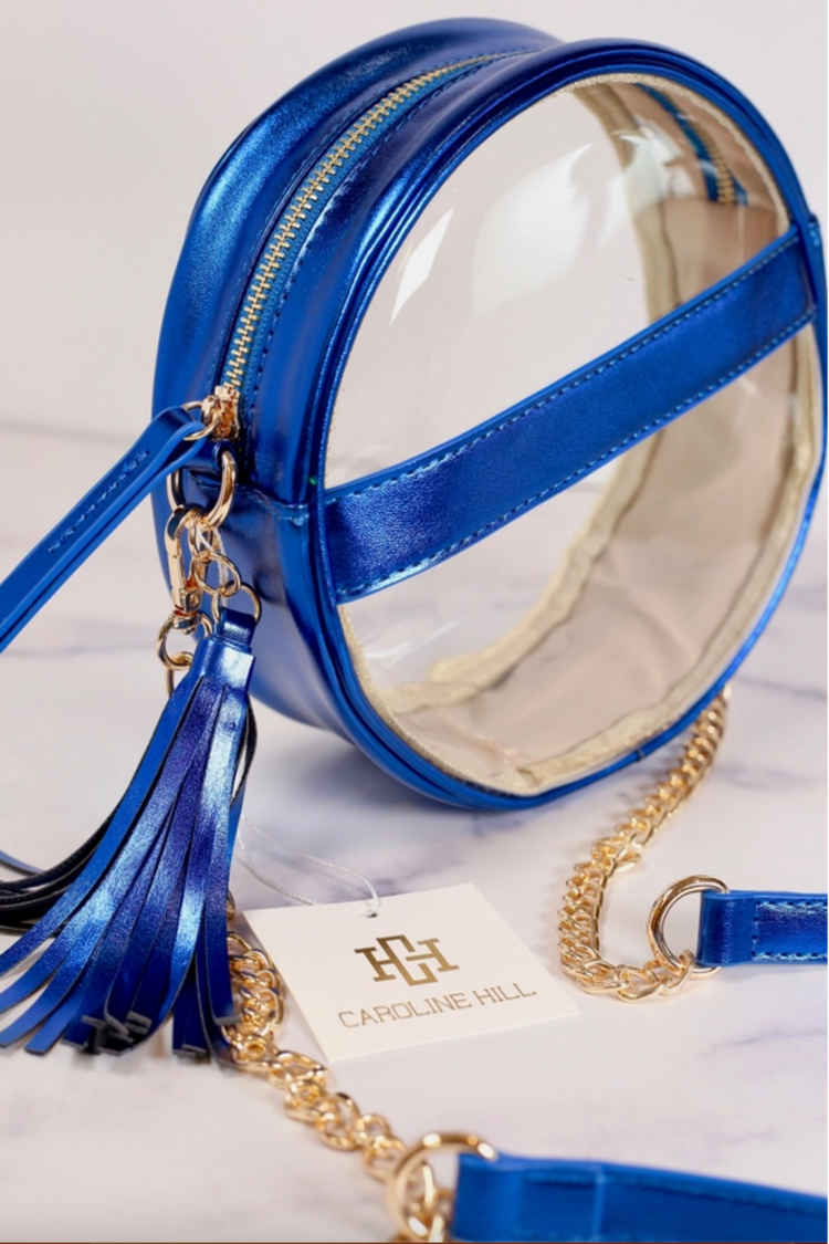 Caroline Hill -Metallic Royal Madison Clear Crossbody