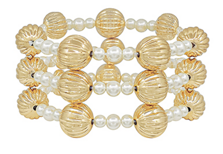 3 Row Textured Ball Bracelet, VARIOUS