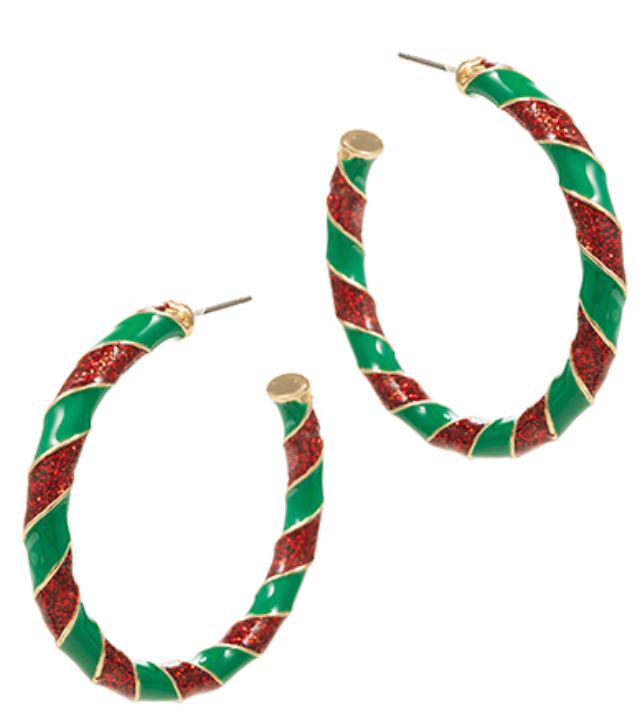 Twisted Christmas Color Enamel Hoops, VARIOUS