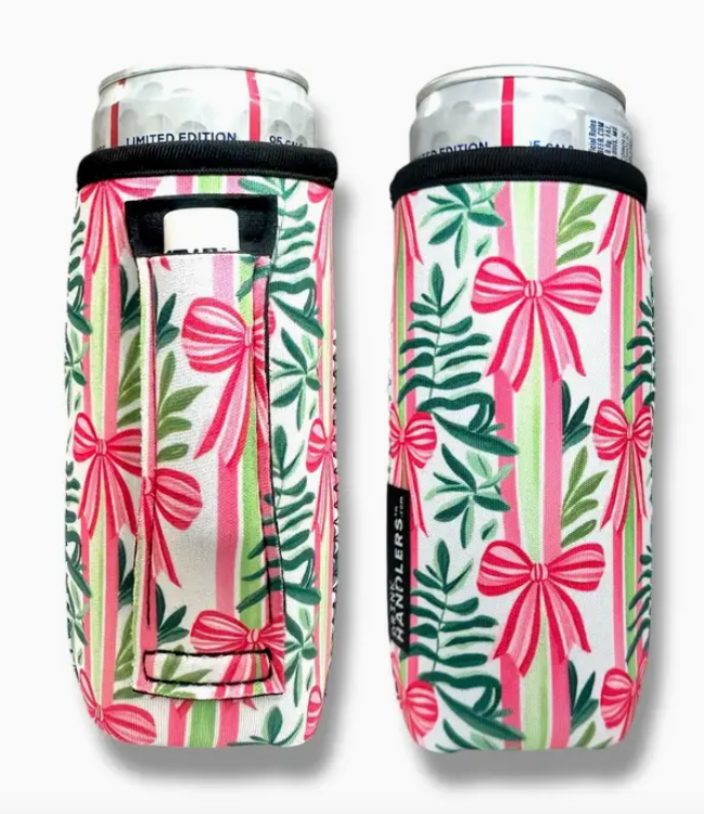 12-16oz Christmas Bows Slim Can Koozie