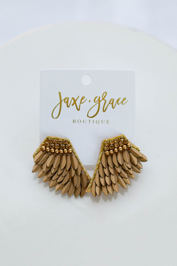 Crystal & 3 Layer Wing Earrings, VARIOUS