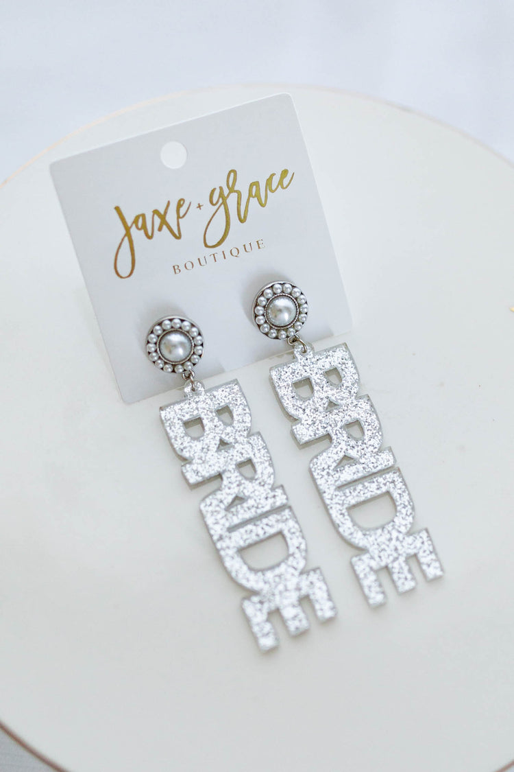 BRIDE Glitter Pearl Stud Earrings, VARIOUS