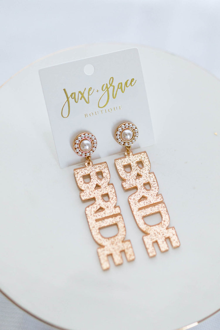 BRIDE Glitter Pearl Stud Earrings, VARIOUS