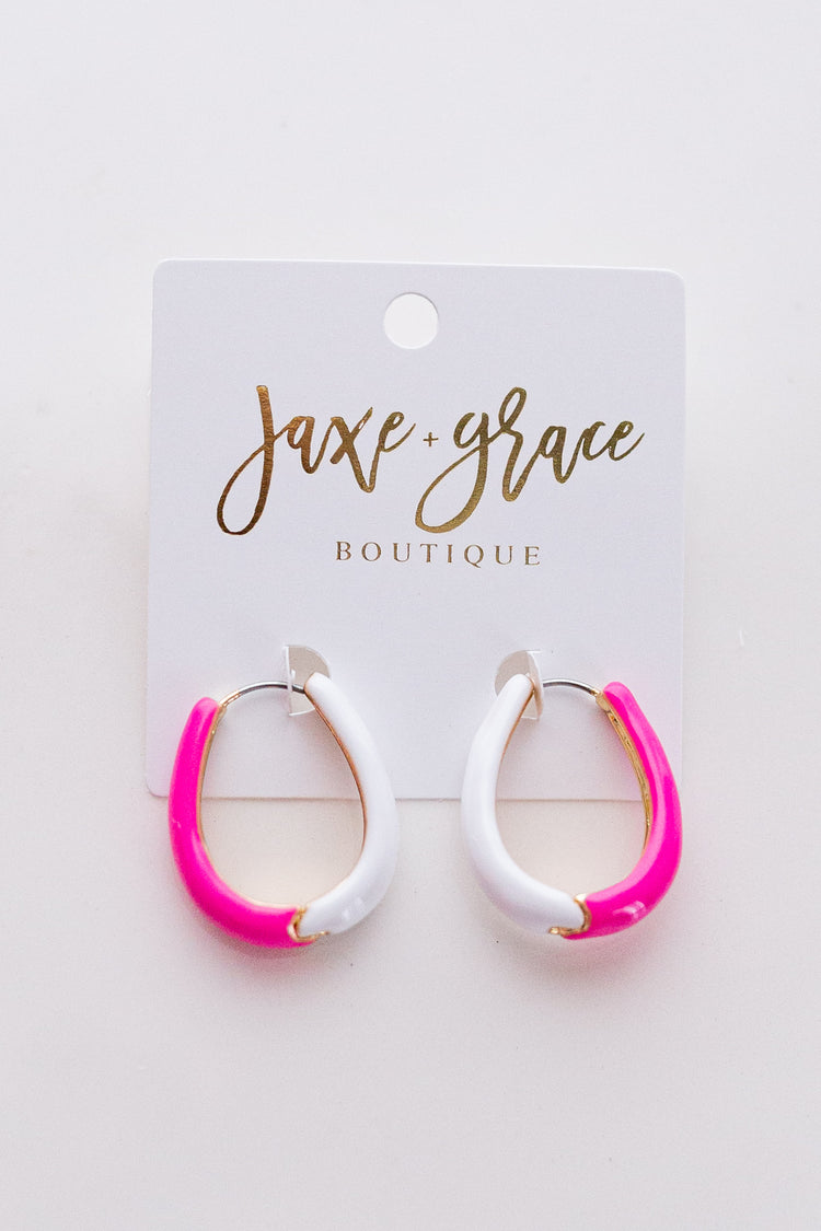 Epoxy Color Block Oval Hoops, VARIOUS