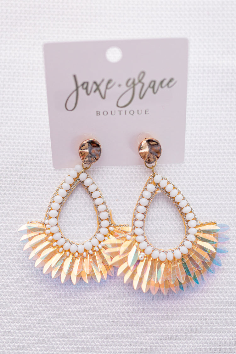 Sequin Teardrop Earrings, VARIOUS