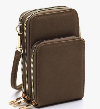 Brown Faux Leather Phone Purse