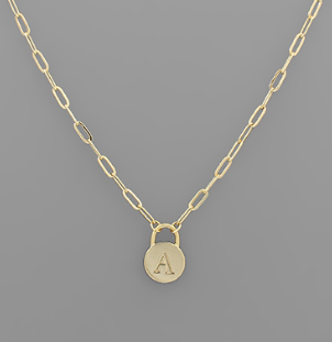 Padlock Initial Necklace, VARIOUS