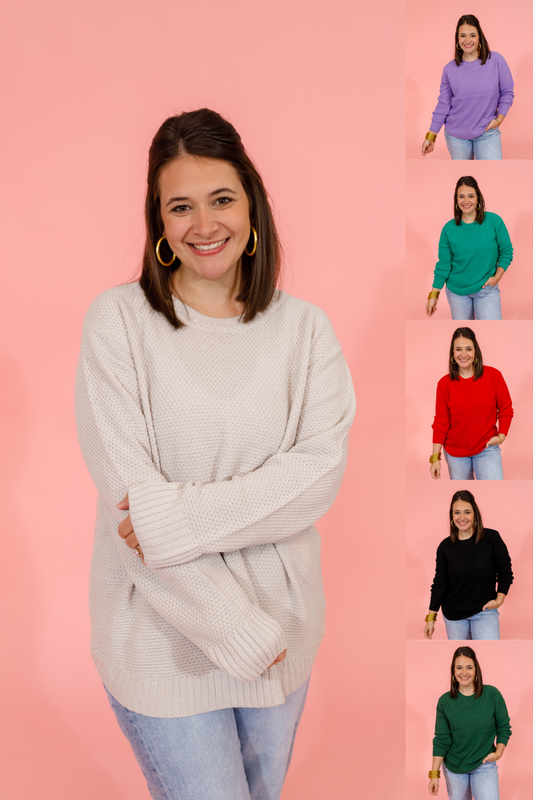 Round Neck Simplicity Sweater, VARIOUS S-3XL