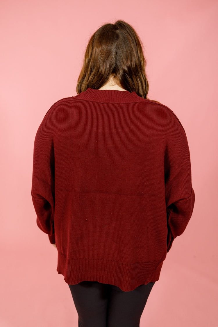 Side Slit Oversized Sweater, VARIOUS, XL-3XL