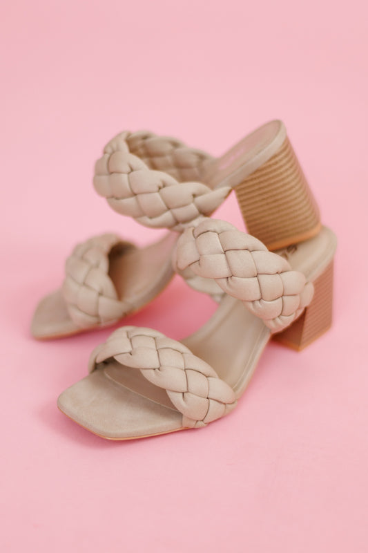 Taupe Braided Quilted Heels