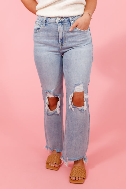 Risen Light Wash Cropped Jeans
