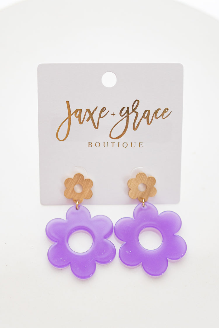 Double Flower Shape Dangle Earrings, VARIOUS