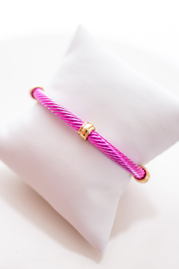 Thin Color Coating Twisted Bracelet, VARIOUS