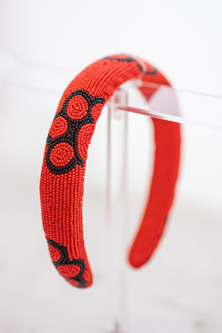 Red Paw Print Beaded Headband